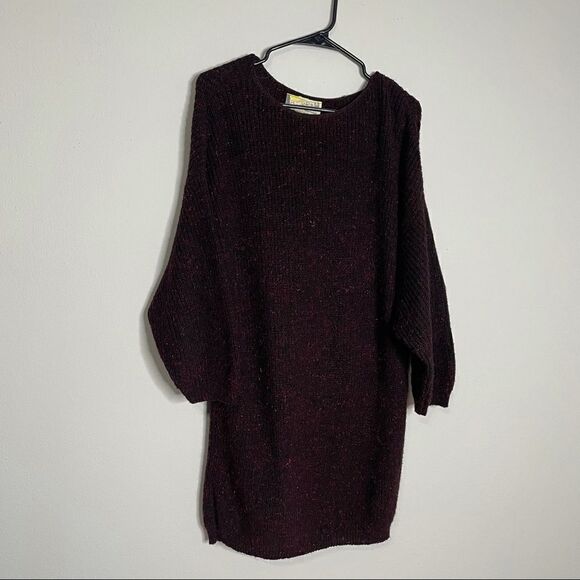 Diane Von Furstenberg Vintage Chunky Knit Metallic Thread Thick Sweater Dress - Picture 1 of 7